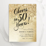 Convite Surpresa Dourada Elegante 50º aniversário<br><div class="desc">Surpresa elegante 50º convite de aniversário. Design elegante em ouro brilhante e preto. Possui fonte e confete de script de tipografia. Perfeito para uma comemoração de um dia de mulher na moda. Personalize com seus próprios detalhes. Envie-me uma mensagem se precisar de idade personalizada. Impressos convites Zazzle ou modelo de...</div>