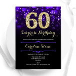 Convite Surpresa Dourada Roxa 60º aniversário<br><div class="desc">Surpresa 60º convite de aniversário. Design púrpura elegante com ouro brilhante. Apresenta na moda diamante, luzes e fontes de script. Homens ou mulheres convidam no dia. Perfeito para uma festa de aniversário adulta na moda. Personalize com seus próprios detalhes. Envie-me uma mensagem se precisar de mais personalização. Impressos convites Zazzle...</div>