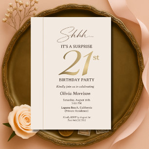 Convite Surpresa Elegante Aniversário de 21 anos