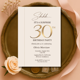 Convite Surpresa Elegante Aniversário de 30 anos