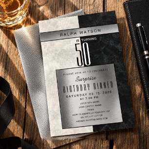 Convite Surpresa Elegante Aniversário de 50 anos