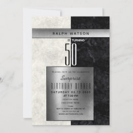 Convite Surpresa Elegante Aniversário de 50 anos
