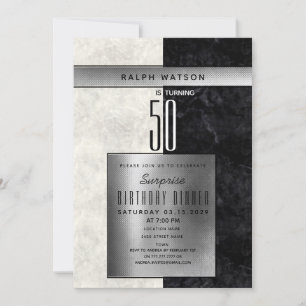 Convite Surpresa Elegante Aniversário de 50 anos
