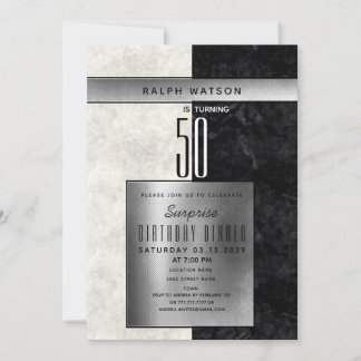 Convite Surpresa Elegante Aniversário de 50 anos