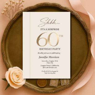 Convite Surpresa Elegante Aniversário de 60 anos