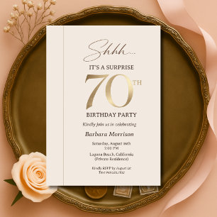 Convite Surpresa Elegante Aniversário de 70 anos
