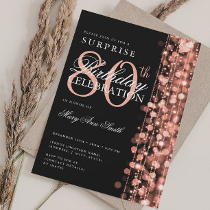 Convite Surpresa Elegante Aniversário de 80 anos Faíscas D