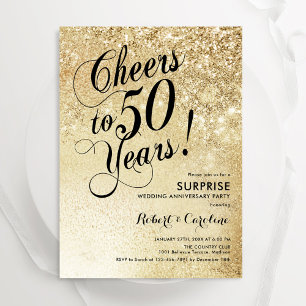 Convite Surpresa Elegante de Ouro de 50º Aniversário