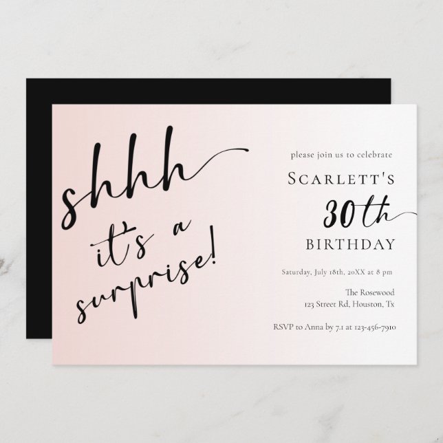 Convite Surpresa Festa de aniversário de 40 anos de 30 de  (Frente/Verso)