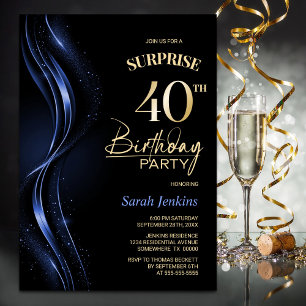 Convite Surpresa Festa de aniversário de 40 anos de Azul N