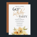 Convite Surpresa Floral Amarela e Cobre 60º Aniversário<br><div class="desc">Este convite tem uma elegância agradável que é perfeita para o seu evento especial. Este design apresenta flores amarelas suaves e tipografia personalizada em um fundo branco nítido. O verso apresenta uma cor de cobre rica. Adicione suas informações para completar a aparência.</div>