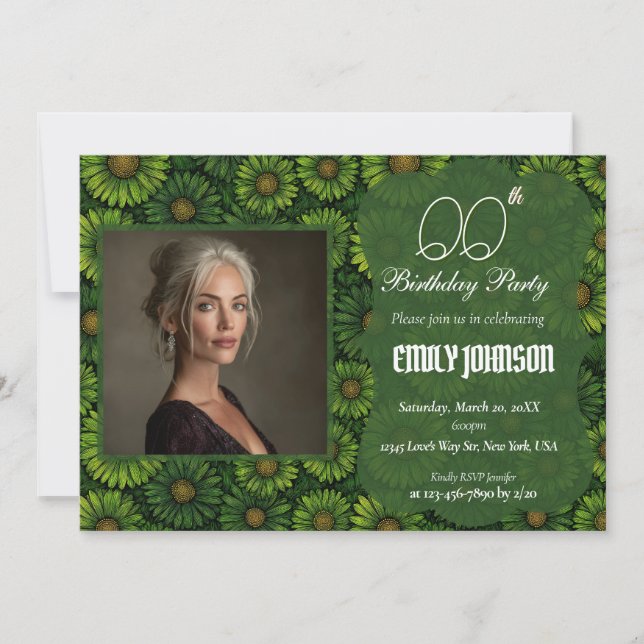Convite Surpresa Floral de Margarida Presente de Aniversár (Frente)
