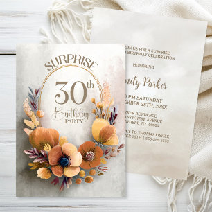 Convite Surpresa Floral Laranja Festa de 30 Anos