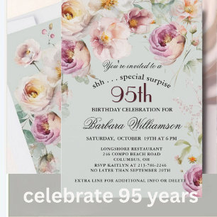 Convite Surpresa Floral Pintada com Elegância para 95º Ani