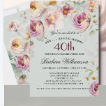 Convite Surpresa Floral Pintada Elegante de 40º Aniversári<br><div class="desc">Comece essa celebração especial de surpresa de 40º aniversário com um estilo elegante com esse convite floral feminino e delicado com flores silvestres misturadas com aquarela e folhagens pendentes. Todo o texto pode ser personalizado para a sua festa, incluindo a idade do convidado de honra. Se você tiver algum pedido...</div>