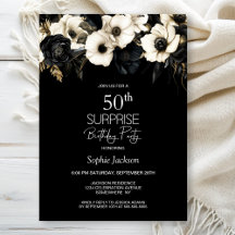 Surpresa Floral Preto e Branco para Aniversário de