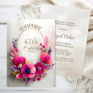 Convite Surpresa Floral Rosa - Festa de Aniversário para Q