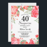 Convite Surpresa Floral Vermelha Botânica para Aniversário<br><div class="desc">Convite de Aniversário de 40 anos Surpresa Floral Vermelha Botânica. Convite de Aniversário com Peônias Rosas para Mulheres. Flor de Água Floral. Flores Elegantes de Rosa e Peônia. Aniversário Adulto. Fundo Branco. Preto e Branco. 13º 15º 16º 18º 20º 21º 30º 40º 50º 60º 70º 80º 90º 100º, Qualquer Idade....</div>