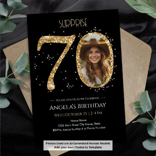 Convite Surpresa: Foto de aniversário do 70 de Glitter Dou