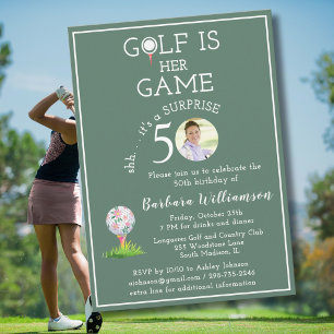 Convite SURPRESA Foto de Golfe Feminino com Estilo para 50