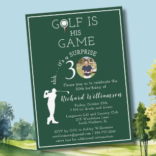 Convite SURPRESA Foto de Golfe Masculino com Estilo para A