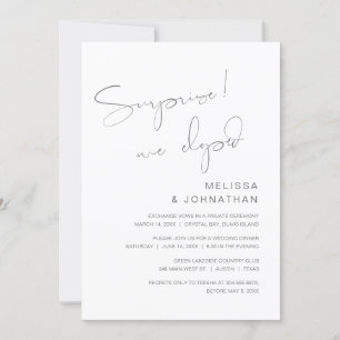 Convite Surpresa, nós fugimos, Festa de Casamento às Escur