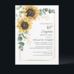 Convite Surpresa Ploral aniversário de 40 anos Sunflower E<br><div class="desc">Crie seu próprio convite de aniversário de surpresa floral bonito e elegante com nosso modelo de convite de eucalipto de girassol. Apresentando fontes modernas de tipografia e script e design geométrica em fundo branco. Redefina completamente este modelo de design para outras ocasiões especiais em sua vida, clicando no botão "Editar...</div>