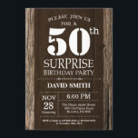 Convite Surpresa Rustic 50th Birthday Invitation Vintage<br><div class="desc">Surpresa Rustic 50th Birthday Invitation com fundo de madeira rustica. Vintage Retro Country. Aniversário Adulto. Homens ou Mulheres Aniversário. Menino ou Menina Menina Menina Adolescente Convidam. 13 15 de 16º 18º 20 21rua 30 de 40º 50º 80 de 60º 70 de 100º. Qualquer Idade. Para mais personalização, clique no botão...</div>