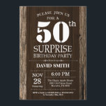 Convite Surpresa Rustic 50th Birthday Invitation Vintage<br><div class="desc">Surpresa Rustic 50th Birthday Invitation com fundo de madeira rustica. Vintage Retro Country. Aniversário Adulto. Homens ou Mulheres Aniversário. Menino ou Menina Menina Menina Adolescente Convidam. 13 15 de 16º 18º 20 21rua 30 de 40º 50º 80 de 60º 70 de 100º. Qualquer Idade. Para mais personalização, clique no botão...</div>