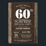 Convite Surpresa Rustic 60th Birthday Invitation Vintage<br><div class="desc">Surpresa Rustic 60th Birthday Invitation com fundo de madeira rustica. Vintage Retro Country. Aniversário Adulto. Homens ou Mulheres Aniversário. Menino ou Menina Menina Menina Adolescente Convidam. 13 15 de 16º 18º 20 21rua 30 de 40º 50º 80 de 60º 70 de 100º. Qualquer Idade. Para mais personalização, clique no botão...</div>
