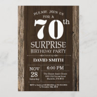 Surpresa Rustic 70 Birthday Invitation Vintage