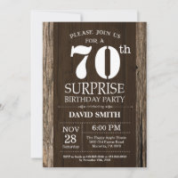 Surpresa Rustic 70 Birthday Invitation Vintage