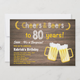 Convite Surpresa Rústica Parabéns e Cervejas Aniversário d
