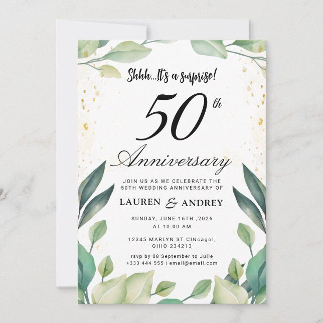 Convite Surprise 50th Wedding Anniversary (Frente)