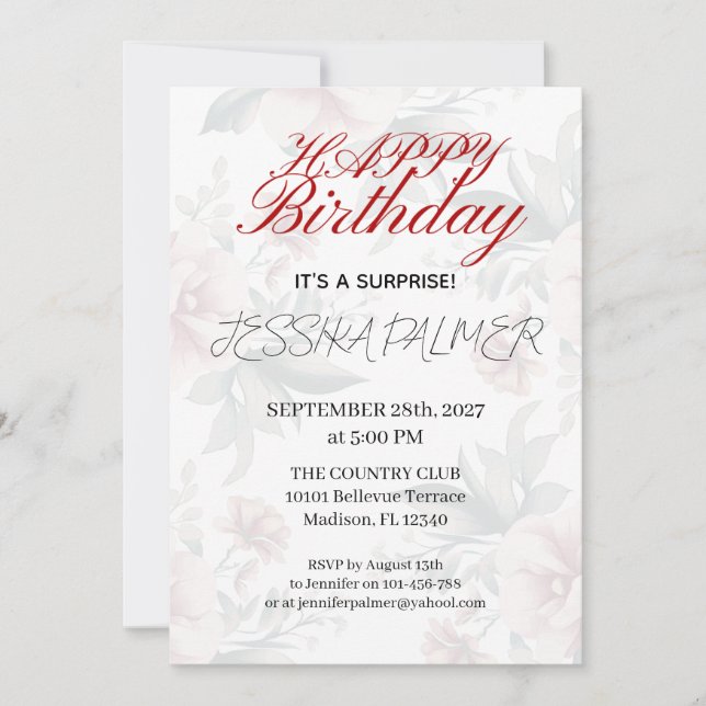 Convite Surprise Birthday Invitation (Frente)