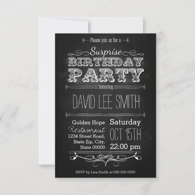 Convite Surprise Birthday Party (Frente)