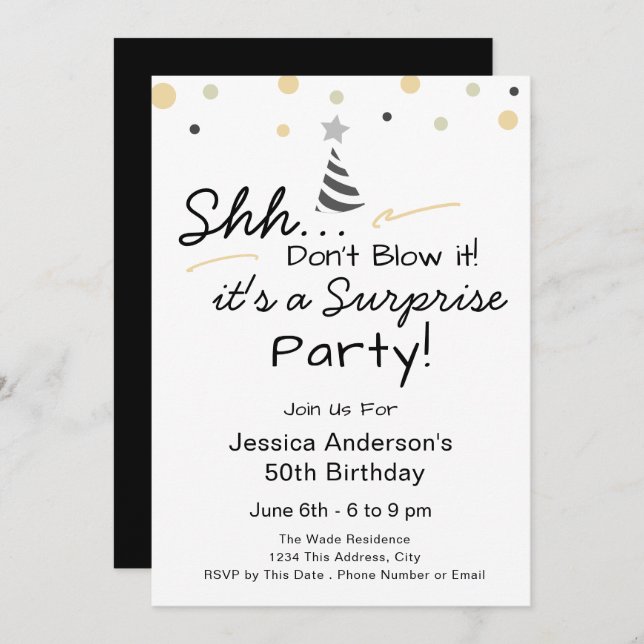 Convite Surprise Birthday Party don't blow it (Frente/Verso)