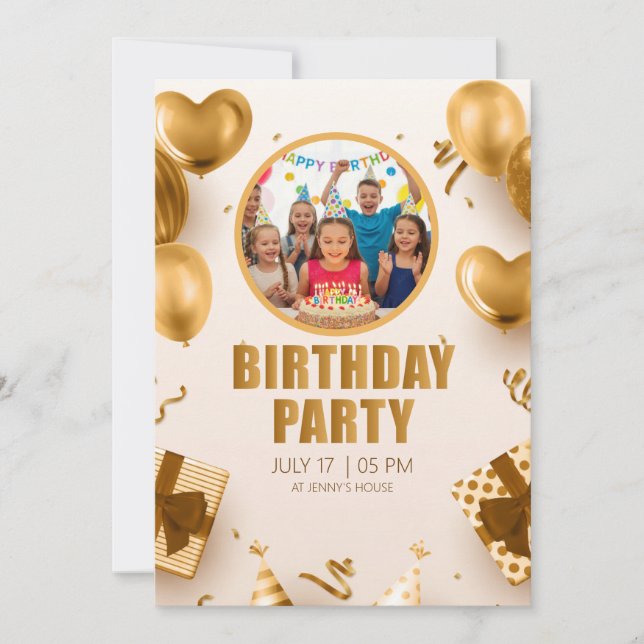 Convite Surprise birthday party with a rose gold design (Frente)