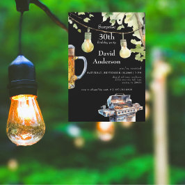 Convite Surprise Black 30th BBQ Birthday Invitation