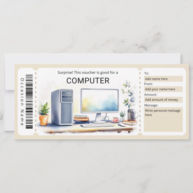 Convite Surprise Computer Gift Certificate (Frente)