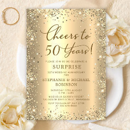 Convite Surprise Gold Glitter 50th Wedding Anniversary