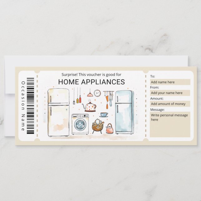 Convite Surprise Home Appliances Gift Certificate  (Frente)