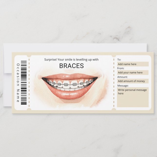 Convite Surprise Orthodontic Braces Gift Certificate (Frente)