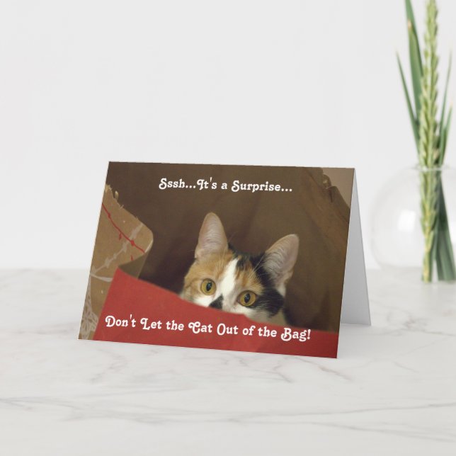 Convite Surprise Party Invitation Featuring Calico Cat (Frente)