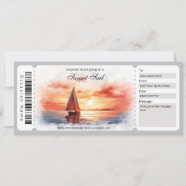 Convite Surprise Watercolor — Sunset Sail Ticket Modelo