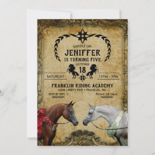 Convite Surreal, pintura de dois cavalos.