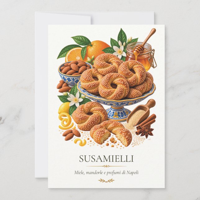 Convite Susamielli – Vintage Italian Dessert (Frente)