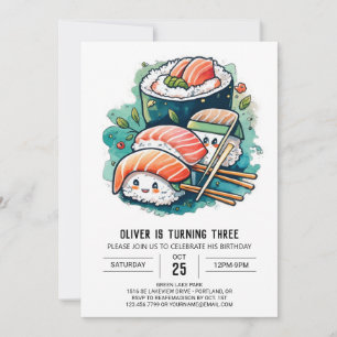Convite Sushi Custom Birthday