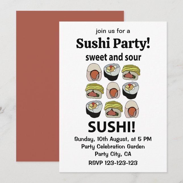 Convite Sushi Doce e Azedo Sushi  (Frente/Verso)