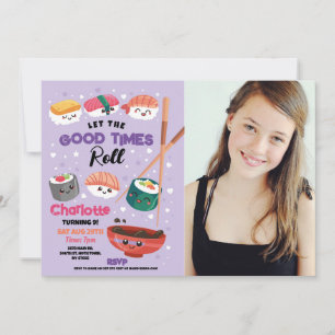 Convite Sushi Janta Raparigas Japonesas Festa de aniversár